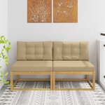 vidaXL 2 Pièce Sofa de milieu extérieur Polyester Blanc