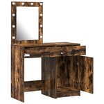 Set de coiffeuse 2 pièces avec LED en chêne fumé en bois composite