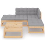 vidaXL Salon de jardin 5 Pièces avec coussins Bois de pin massif
