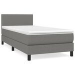 vidaXL Sommier à lattes de lit avec matelas Gris foncé 90x200 cm Tissu