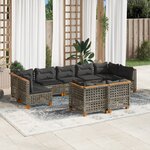 vidaXL Salon de jardin 9 Pièces avec coussins gris résine tressée