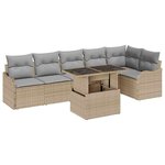 vidaXL Ensemble de canapé de jardin 7 Pièces Beige 100 x 55 x 73 cm