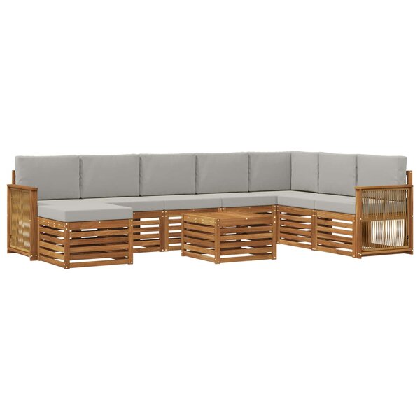 vidaXL Ensemble de canapés d'extérieur 7 pc Naturel et gris clair