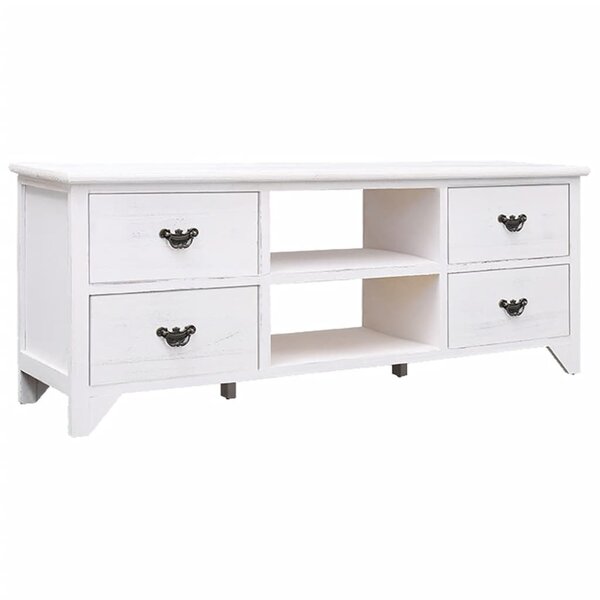 vidaXL Meuble TV Blanc antique 108x30x40 cm Bois de Paulownia solide