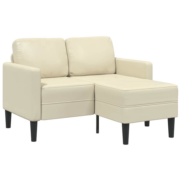 vidaXL Canapé 2 places avec méridienne en L crème 125 cm similicuir