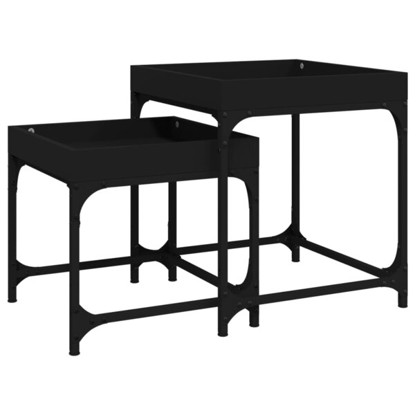 vidaXL Tables d'appoint 2 Pièces Noir Bois d'ingénierie