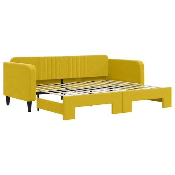 vidaXL Lit de jour avec lit gigogne jaune 90x200 cm velours
