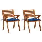 vidaXL Chaises à manger de jardin avec coussins lot de 2 Acacia massif