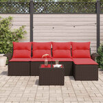 vidaXL Ensemble de canapé de jardin 6 Pièces Marron polyrotin