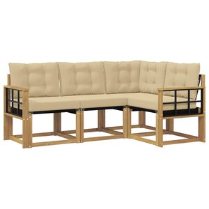 vidaXL Ensemble de canapés d'extérieur 4 pc Blanc et Beige