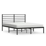 vidaXL Cadre de lit métal sans matelas avec tête de lit noir 150x200cm