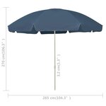 vidaXL Parasol de plage bleu 300 cm