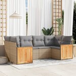 vidaXL Salon de jardin avec coussins 6 Pièces beige résine tressée