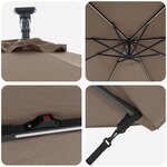 vidaXL Parasol banane à mât déporté Taupe 294 x 294 x 248 cm
