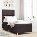 vidaXL Lit à ressorts avec matelas marron foncé 90x200 cm tissu
