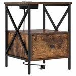 vidaXL Cabinet de chevet avec tiroir Chêne fumé 41.5 x 40.5 x 55 cm