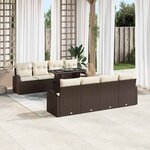 vidaXL Ensemble de canapé de jardin 9 Pièces Marron Poly Rattan