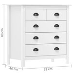 vidaXL Buffet Hill Blanc 79x40x80 cm Bois de pin solide
