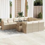 vidaXL Salon de jardin 11 Pièces avec coussins beige résine tressée