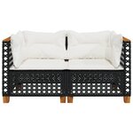 vidaXL Canapés d'angle de jardin et coussins 2 Pièces noir résine tressée