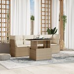vidaXL Salon de jardin avec coussins 5 Pièces beige résine tressée