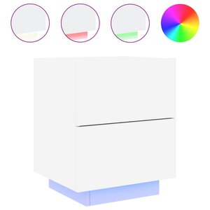 vidaXL Armoire de chevet avec lumières LED blanc bois d'ingénierie