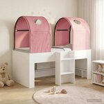 vidaXL Lit avec Tunnel 4 Pièces Blanc et rose Bois d'ingénierie