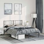 vidaXL Cadre de lit métal sans matelas avec tête de lit noir 150x200cm