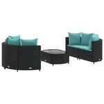 vidaXL Salon de jardin 5 Pièces avec coussins noir résine tressée