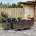 vidaXL Ensemble de salle à manger pour jardin 9 Pièces Gris polyrotin