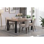Table à manger EMILE 6 personnes - Mélamine chêne brun tabac et noir mat - 160 x 90 x 77 cm