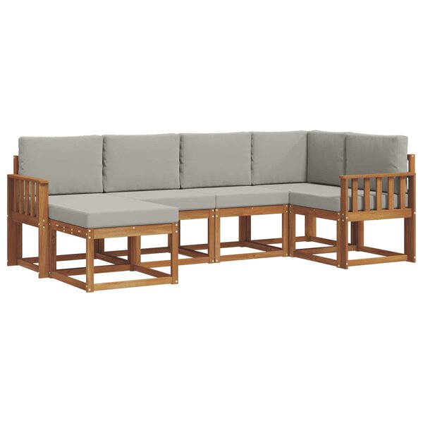 vidaXL Ensemble de canapés d'extérieur 6 pc Gris Naturel et Clair