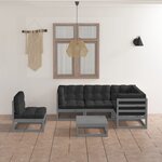 vidaXL Salon de jardin 6 Pièces avec coussins Bois de pin massif