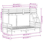 vidaXL Lit superposé sans matelas 90x200/120x200 cm bois massif