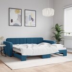 vidaXL Lit de jour avec lit gigogne bleu 90x200 cm velours