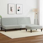 vidaXL Canapé-lit à 2 places avec repose-pied gris clair velours