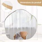 Miroir mural irrégulier 75 5 x 70 cm miroir asymétrique avec cadre en métal avec vis d'expansion miroir de courtoisie décoratif pour salon or 20_0008915