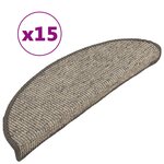 vidaXL Tapis d'escalier autocollants 15 Pièces 56x17x3 cm Beige et gris