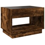 vidaXL Table basse avec LED infini chêne fumé 70x50x50 cm