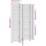 vidaXL Cloison de séparation 4 panneaux blanc bois de paulownia massif