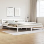 Lit vidaXL avec tête de lit Blanc 180x210 cm en Bois Massif de Pin
