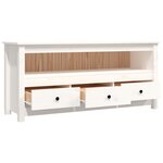 vidaXL Meuble TV Blanc 114x35x52 cm Bois de pin massif