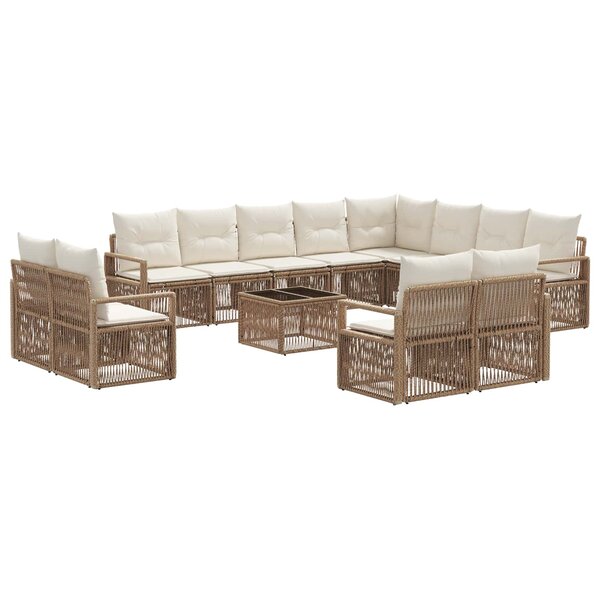 vidaXL Ensemble de canapé de jardin 13 Pièces Beige polyrotin