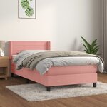 vidaXL Sommier à lattes de lit avec matelas Rose 90x200 cm Velours