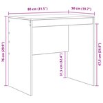 vidaXL Bureau en béton gris 80x50x76 cm en bois d'ingénierie