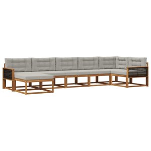 vidaXL Ensemble de canapés d'extérieur 7 pc Naturel et gris clair