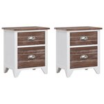 vidaXL Table de chevet 2 Pièces avec 2 tiroirs Marron et blanc