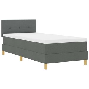 vidaXL Lit à ressorts avec matelas et LED gris foncé 90x200 cm tissu
