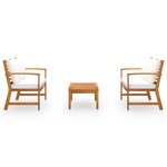 vidaXL Salon de jardin 3 Pièces avec coussin Bois d'acacia solide