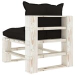 vidaXL Canapé de milieu palette de jardin avec coussins noir Bois